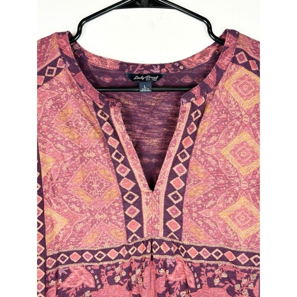 Lucky Brand Peasant Top Boho Bohemian Folk Flowy Western Open Back Size Large - Picture 2 of 10